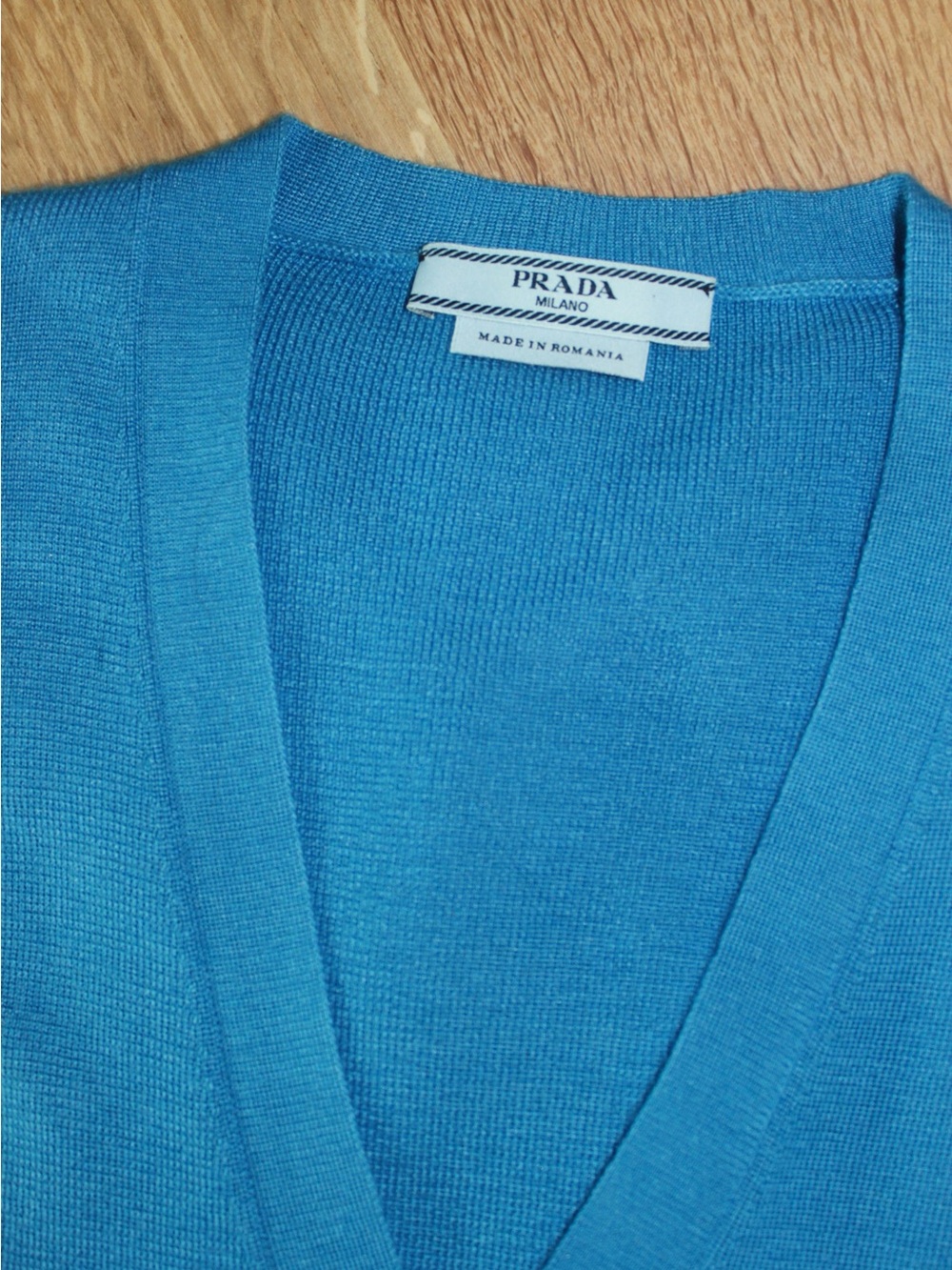 Prada Women's V-Neck Sweater in Turquoise Blue
